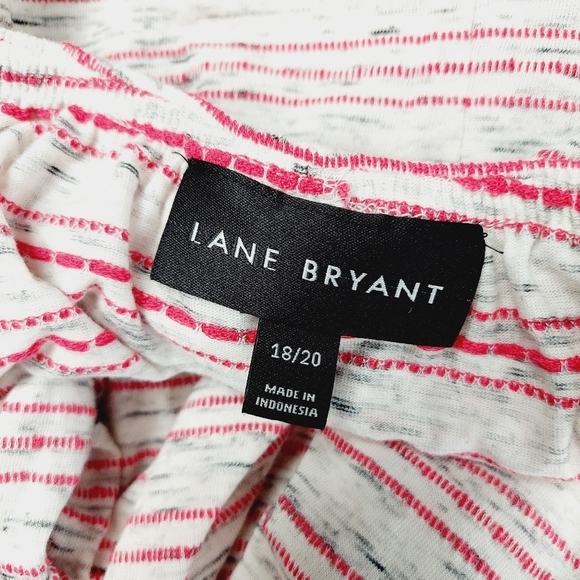 Lane Bryant Dress Off The Shoulder Gray Pink Stripe Tie Waist Dress P4984 - Picture 6 of 9